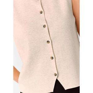 Whistles Oatmeal Lucy Button Front Knit Tank